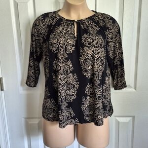Lucky Brand Black Floral Half Sleeve Blouse Womens‎ Plus Size 2X